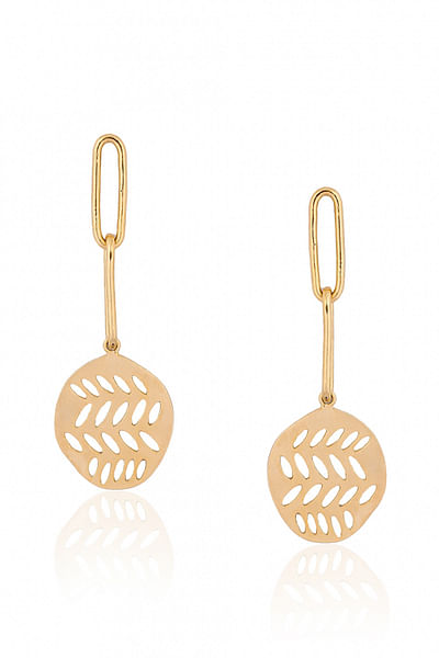 Gold plated medallion & chain earrings