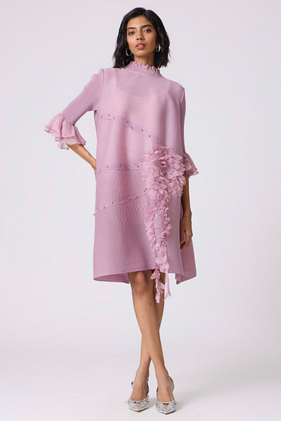 Lilac 3D floral appliqué dress