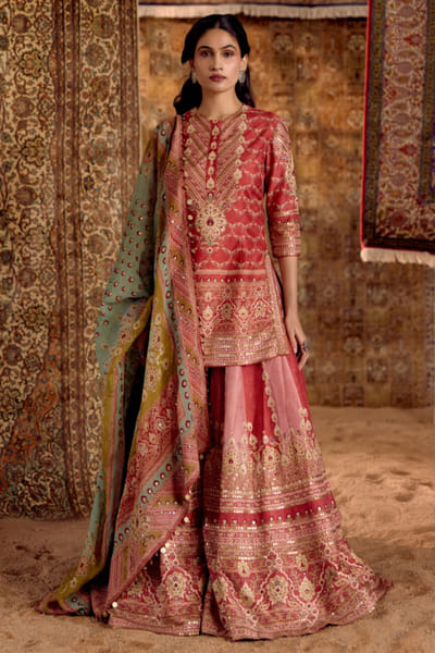 Nitika Bali Pink embroidered gharara set NITIAUG26D152282