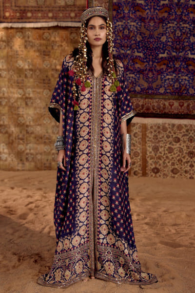 Nitika Bali Blue print embroidered kaftan NITIAUG26D152284
