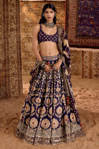 Nitika Bali Blue print embroidered lehenga set NITIAUG26D152281