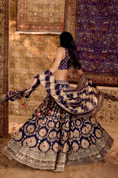 Nitika Bali Blue print embroidered lehenga set NITIAUG26D152281