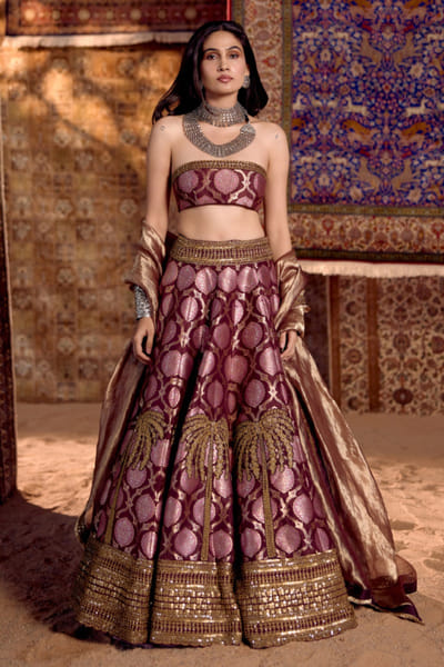 Nitika Bali Maroon embroidered lehenga set NITIAUG26D152277