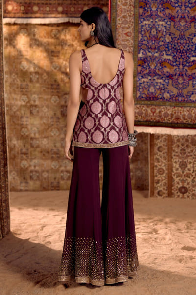 Nitika Bali Maroon embroidered sharara set NITIAUG26D152280