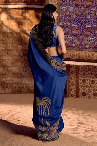 Nitika Bali Blue embroidered sari set NITIAUG26D152285