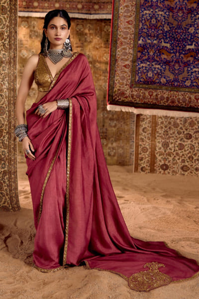Nitika Bali Red embroidered sari set NITIAUG26D152276