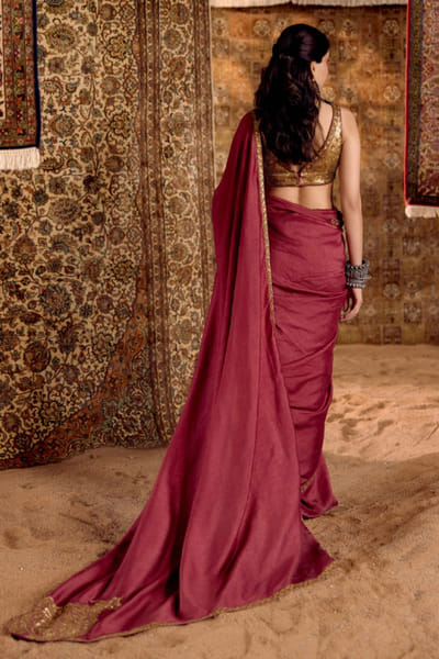 Nitika Bali Red embroidered sari set NITIAUG26D152276
