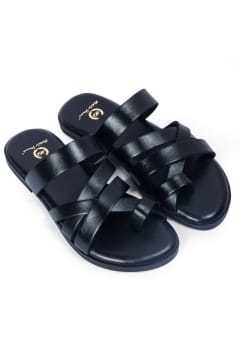 Black strappy slippers