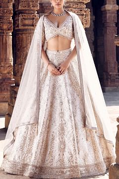 Buy Ivory gota work lehenga set by Matsya at Aashni and Co