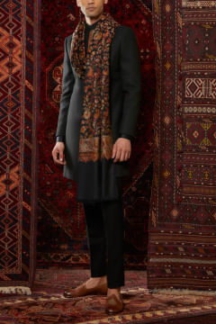 Kashmiri Shawl Black Kurta Pajama With White Shawl Buy Black Kurta
